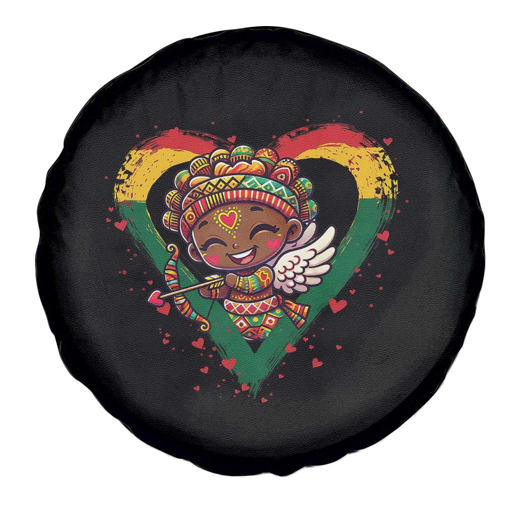 Cute Black Cupid Spare Tire Cover Melanin Pride Valentines Day Gift TS12 Print Your Wear