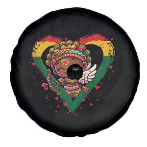 Cute Black Cupid Spare Tire Cover Melanin Pride Valentines Day Gift TS12 Print Your Wear