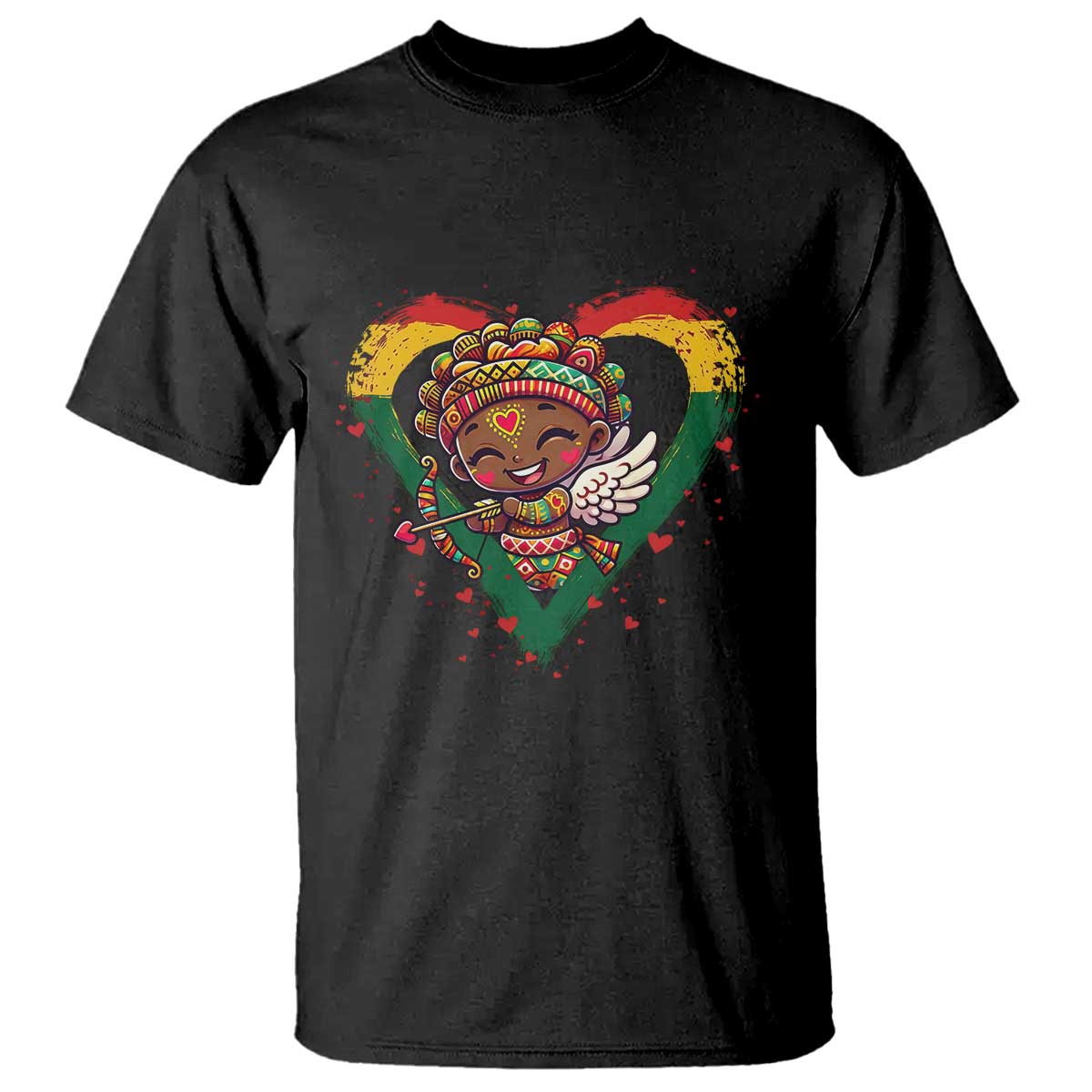 Cute Black Cupid T Shirt Melanin Pride Valentines Day Gift TS12 Black Print Your Wear