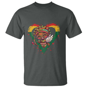 Cute Black Cupid T Shirt Melanin Pride Valentines Day Gift TS12 Dark Heather Print Your Wear
