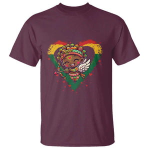 Cute Black Cupid T Shirt Melanin Pride Valentines Day Gift TS12 Maroon Print Your Wear