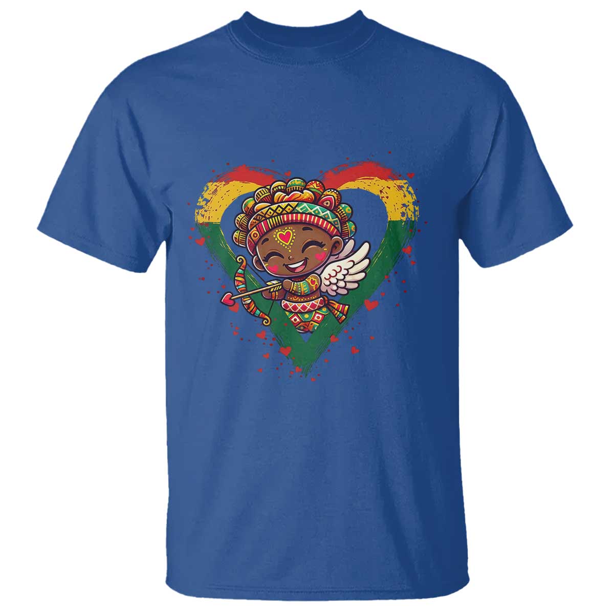 Cute Black Cupid T Shirt Melanin Pride Valentines Day Gift TS12 Royal Blue Print Your Wear