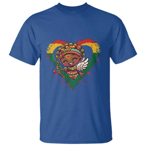 Cute Black Cupid T Shirt Melanin Pride Valentines Day Gift TS12 Royal Blue Print Your Wear