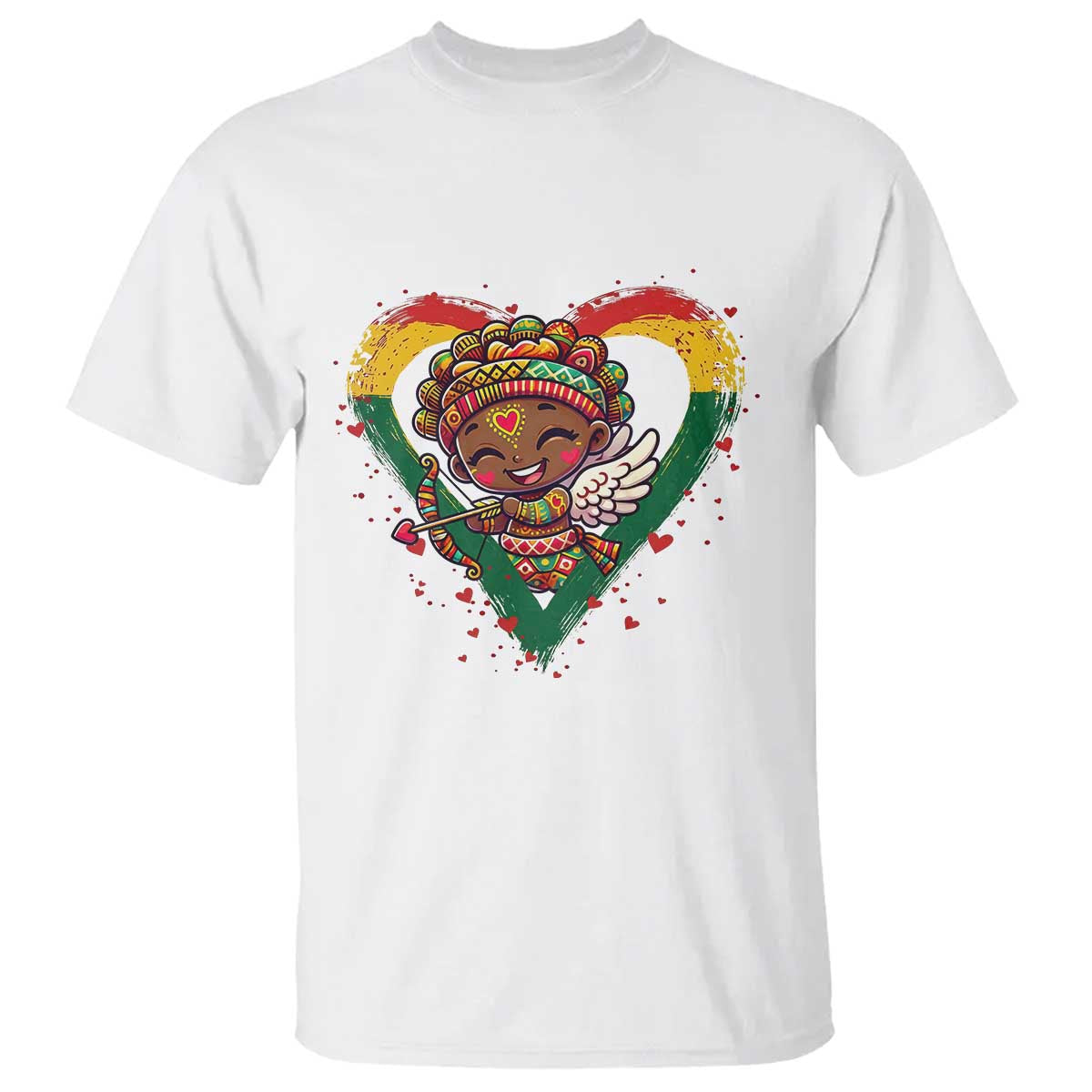 Cute Black Cupid T Shirt Melanin Pride Valentines Day Gift TS12 White Print Your Wear