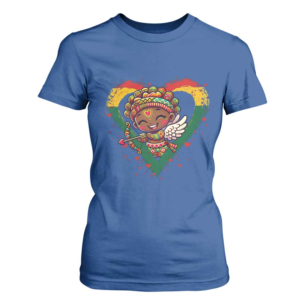 Cute Black Cupid T Shirt For Women Melanin Pride Valentines Day Gift TS12 Royal Blue Print Your Wear