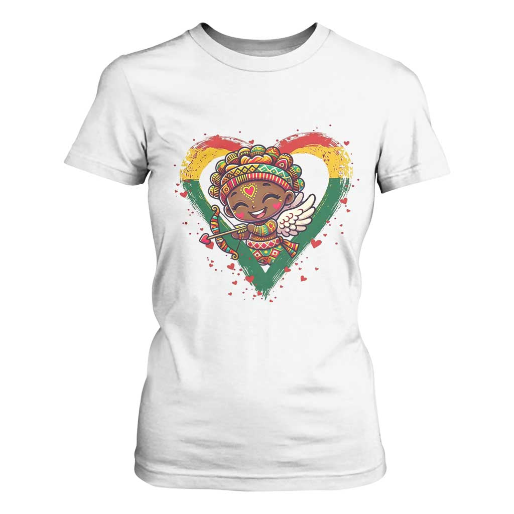 Cute Black Cupid T Shirt For Women Melanin Pride Valentines Day Gift TS12 White Print Your Wear