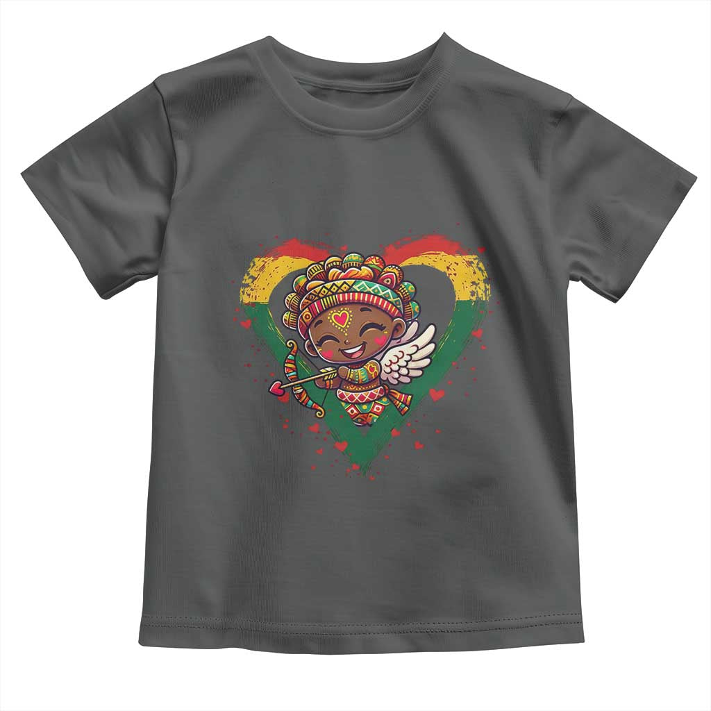 Cute Black Cupid Toddler T Shirt Melanin Pride Valentines Day Gift TS12 Dark Heather Print Your Wear