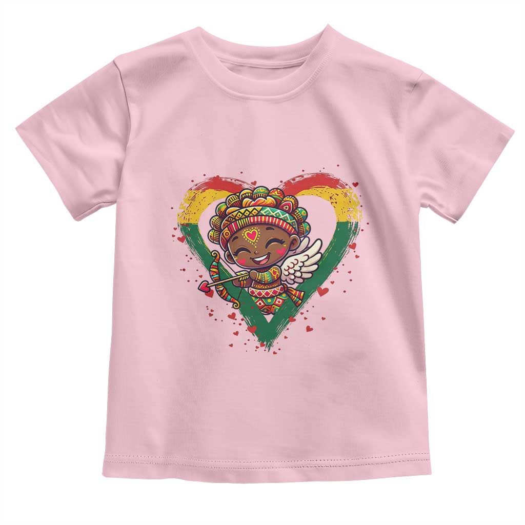 Cute Black Cupid Toddler T Shirt Melanin Pride Valentines Day Gift TS12 Light Pink Print Your Wear