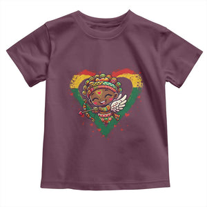 Cute Black Cupid Toddler T Shirt Melanin Pride Valentines Day Gift TS12 Maroon Print Your Wear
