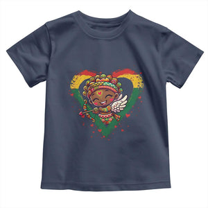 Cute Black Cupid Toddler T Shirt Melanin Pride Valentines Day Gift TS12 Navy Print Your Wear