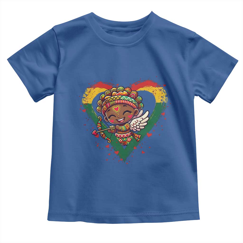 Cute Black Cupid Toddler T Shirt Melanin Pride Valentines Day Gift TS12 Royal Blue Print Your Wear