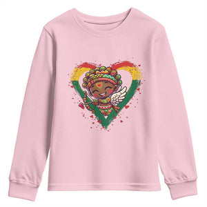 Cute Black Cupid Youth Sweatshirt Melanin Pride Valentines Day Gift TS12 Light Pink Print Your Wear