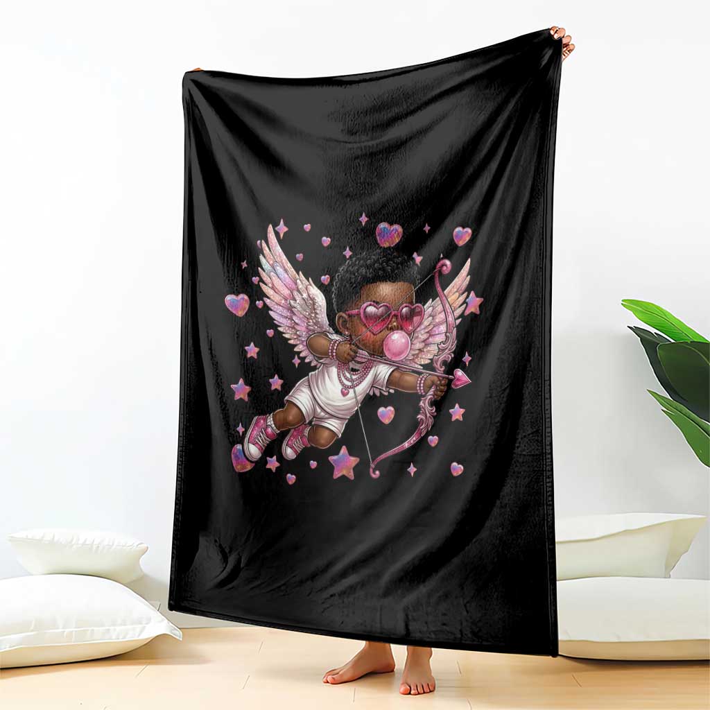 Cute Black Cupid Throw Blanket African American Valentines Day Gift TS12 Print Your Wear