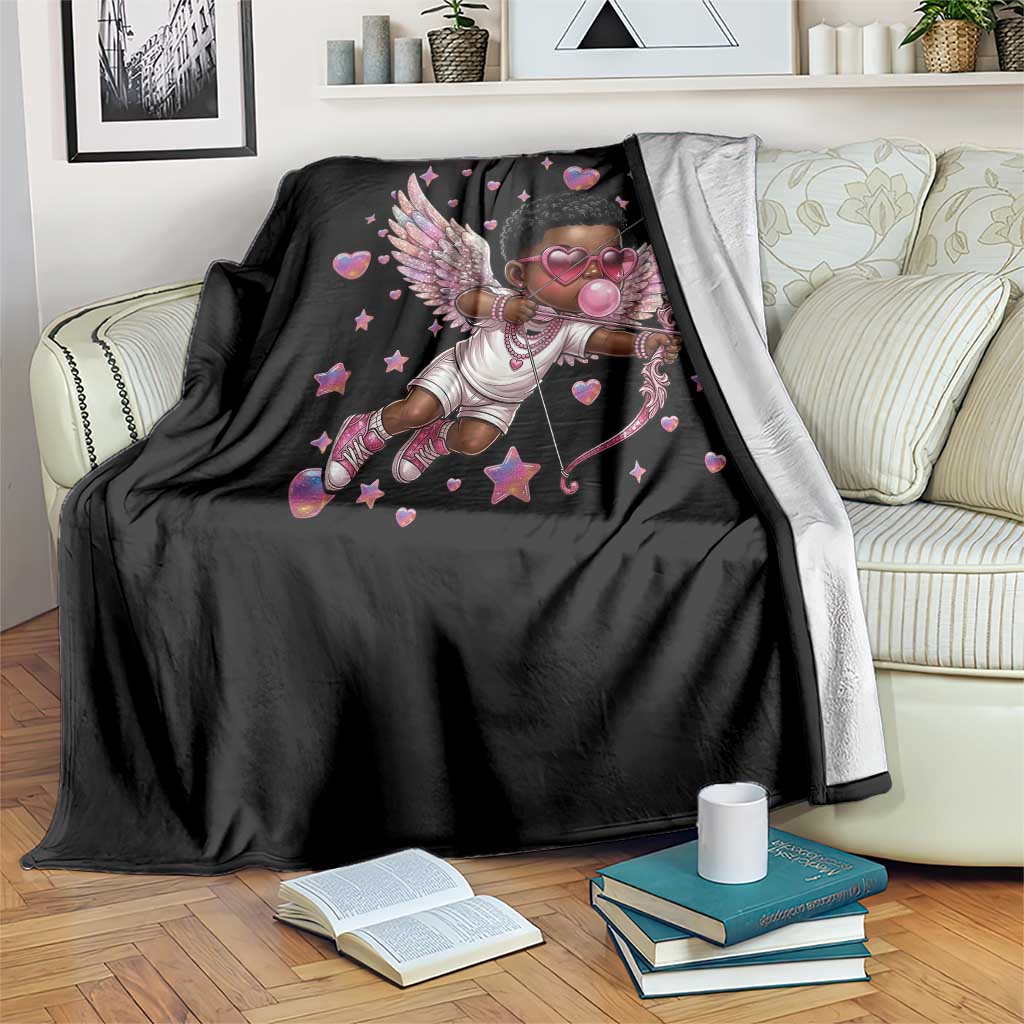 Cute Black Cupid Throw Blanket African American Valentines Day Gift TS12 Print Your Wear