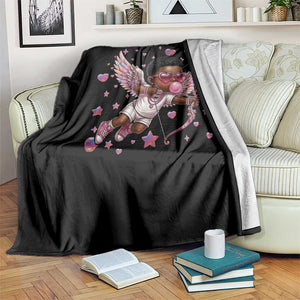 Cute Black Cupid Throw Blanket African American Valentines Day Gift TS12 Print Your Wear