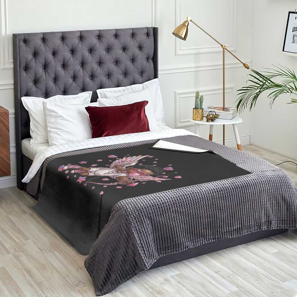 Cute Black Cupid Throw Blanket African American Valentines Day Gift TS12 Print Your Wear