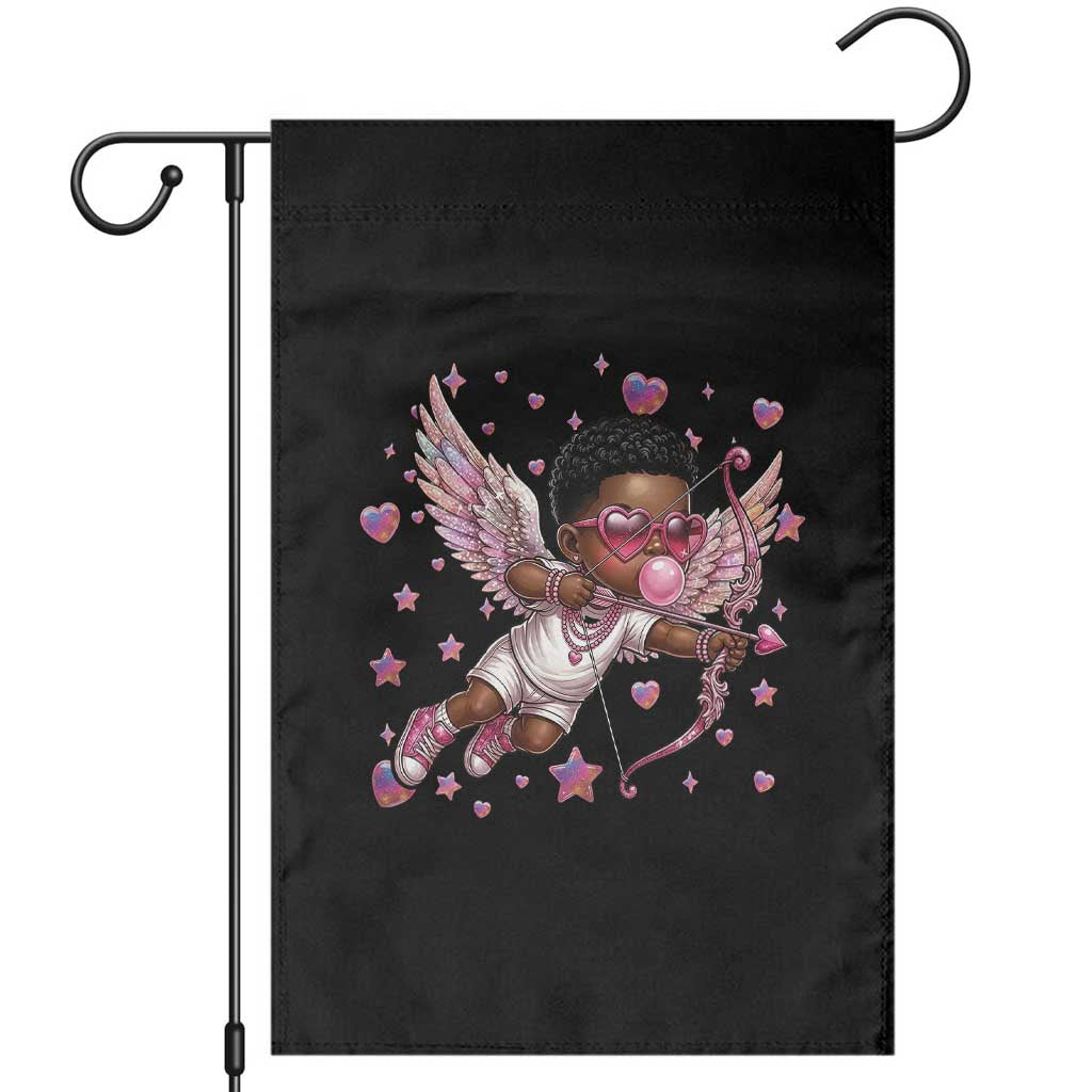 Cute Black Cupid Garden Flag African American Valentines Day Gift TS12 Black Print Your Wear