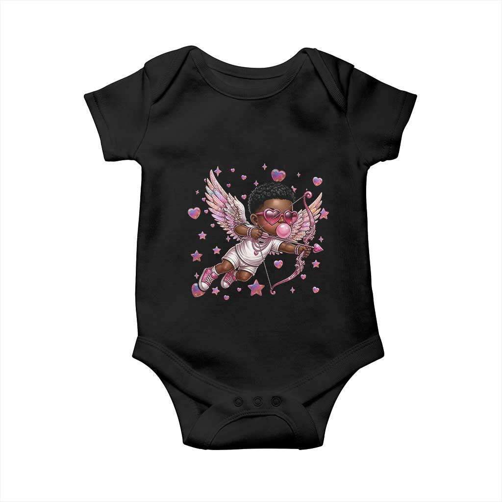 Cute Black Cupid Baby Onesie African American Valentines Day Gift TS12 Black Print Your Wear