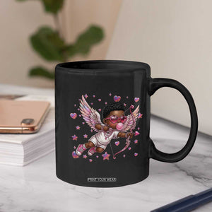 Cute Black Cupid Coffee Mug African American Valentines Day Gift TS12 Print Your Wear