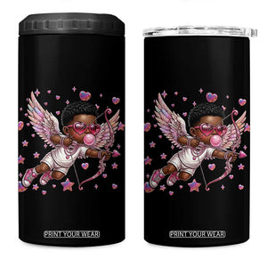 Cute Black Cupid 4 in 1 Can Cooler Tumbler African American Valentines Day Gift TS12 One Size: 16 oz Black Print Your Wear