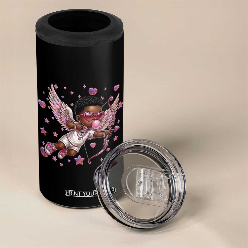 Cute Black Cupid 4 in 1 Can Cooler Tumbler African American Valentines Day Gift TS12 Print Your Wear