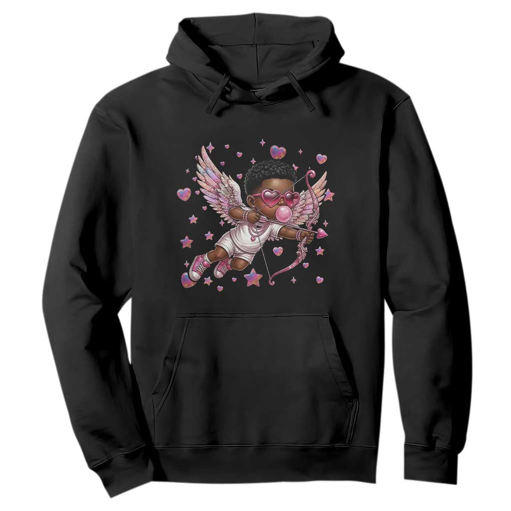 Cute Black Cupid Hoodie African American Valentines Day Gift TS12 Black Print Your Wear