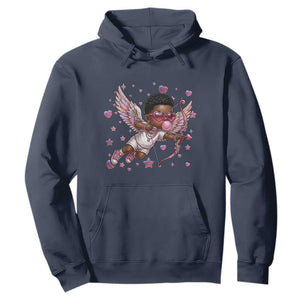 Cute Black Cupid Hoodie African American Valentines Day Gift TS12 Navy Print Your Wear