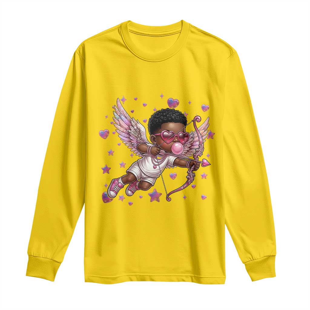 Cute Black Cupid Long Sleeve Shirt African American Valentines Day Gift TS12 Daisy Print Your Wear