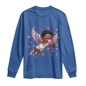 Cute Black Cupid Long Sleeve Shirt African American Valentines Day Gift TS12 Royal Blue Print Your Wear