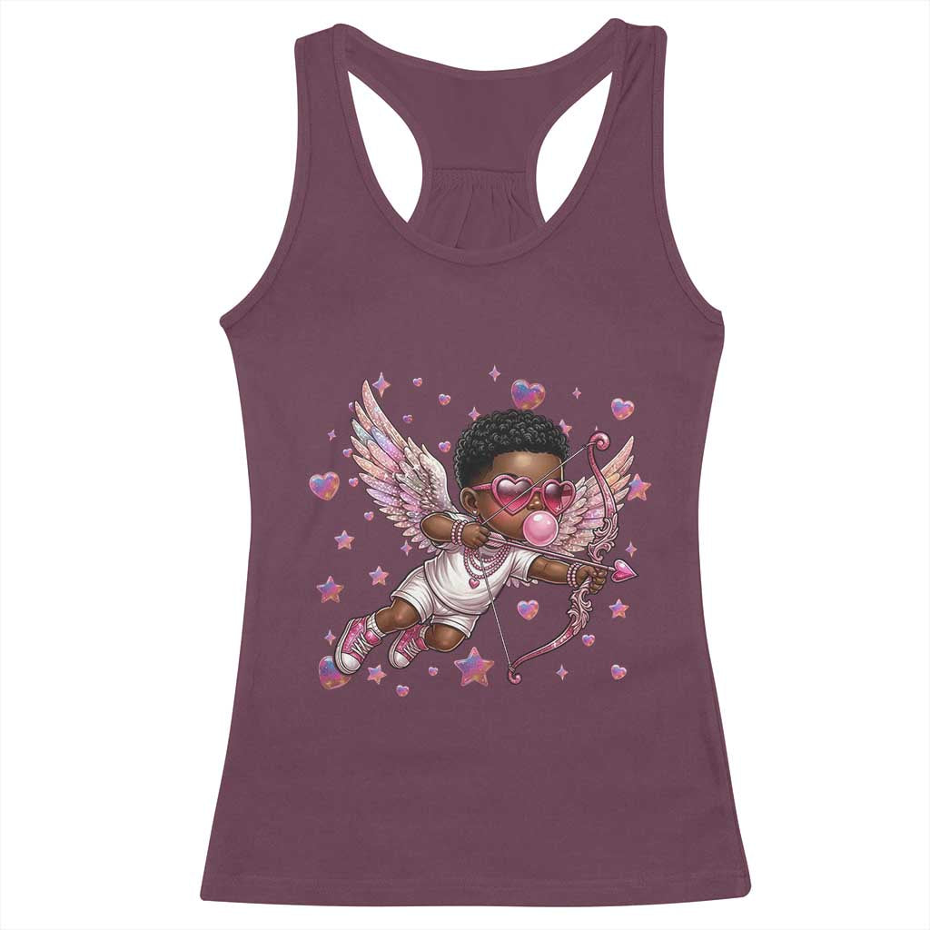 Cute Black Cupid Racerback Tank Top African American Valentines Day Gift TS12 Maroon Print Your Wear