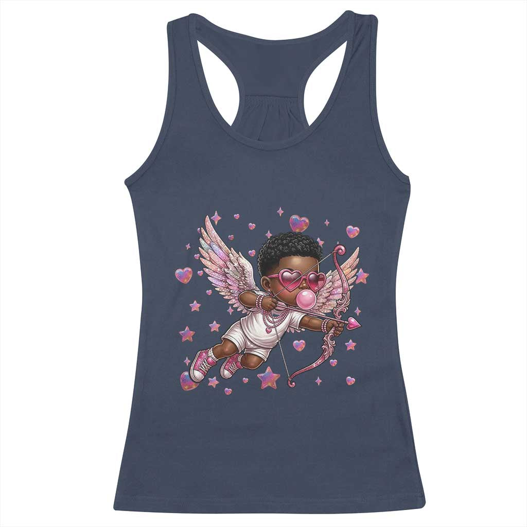 Cute Black Cupid Racerback Tank Top African American Valentines Day Gift TS12 Navy Print Your Wear