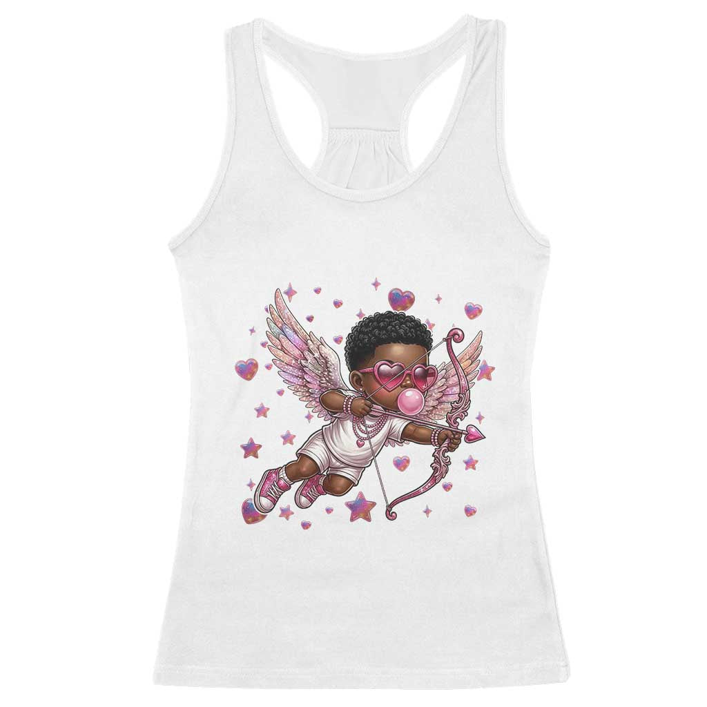 Cute Black Cupid Racerback Tank Top African American Valentines Day Gift TS12 White Print Your Wear