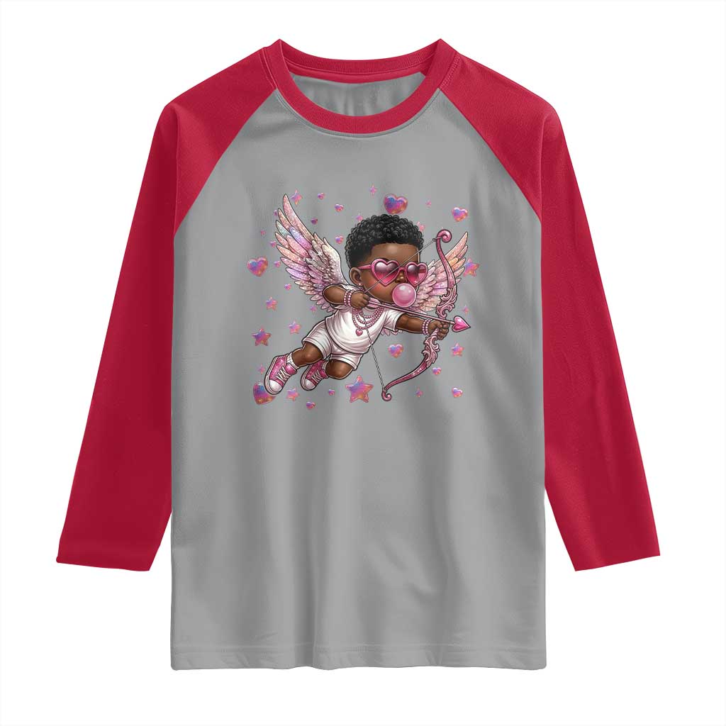 Cute Black Cupid Raglan Shirt African American Valentines Day Gift TS12 Sport Gray Red Print Your Wear