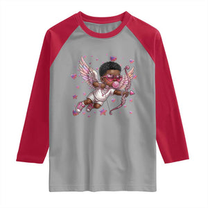 Cute Black Cupid Raglan Shirt African American Valentines Day Gift TS12 Sport Gray Red Print Your Wear