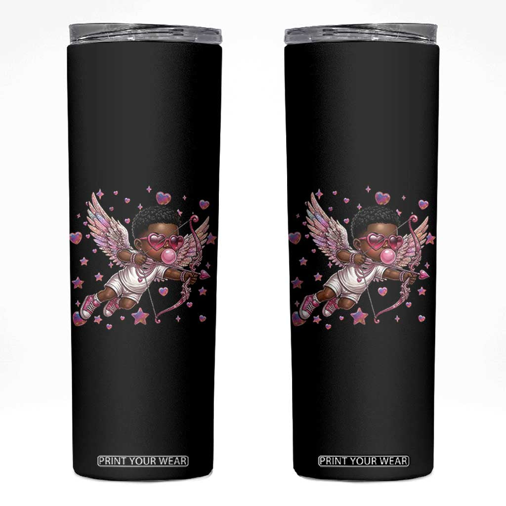 Cute Black Cupid Skinny Tumbler African American Valentines Day Gift TS12 Black Print Your Wear