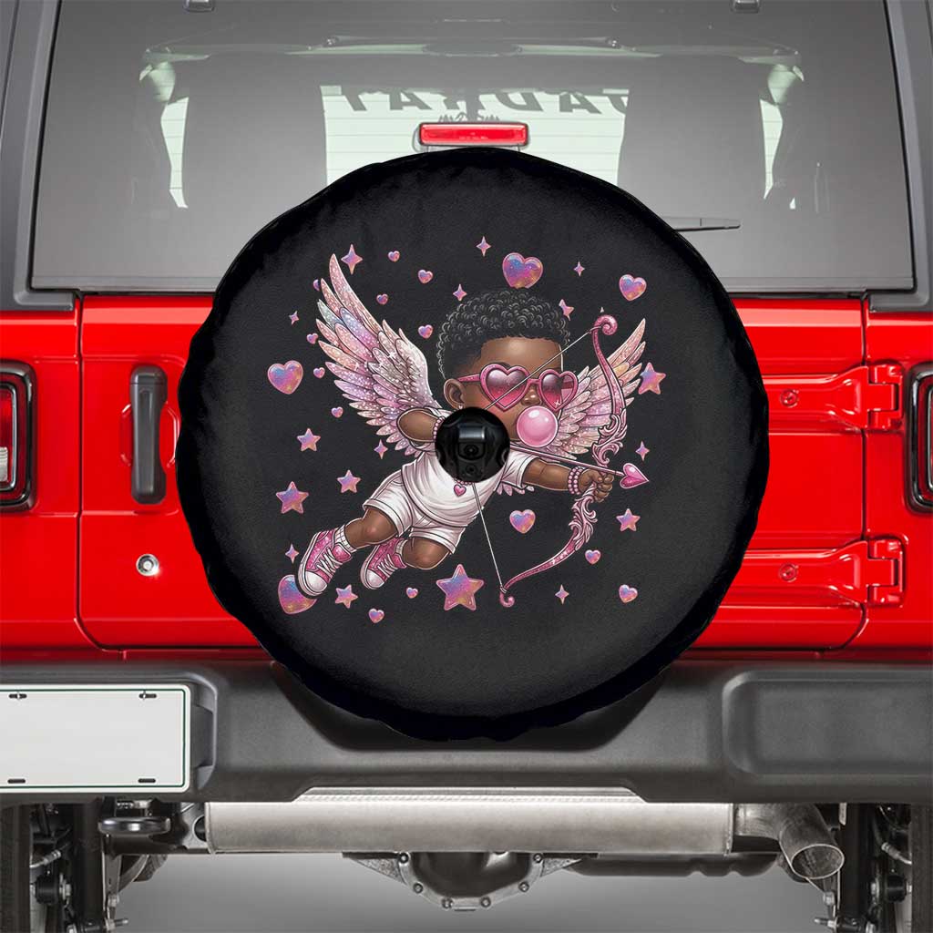 Cute Black Cupid Spare Tire Cover African American Valentines Day Gift TS12 Black Print Your Wear