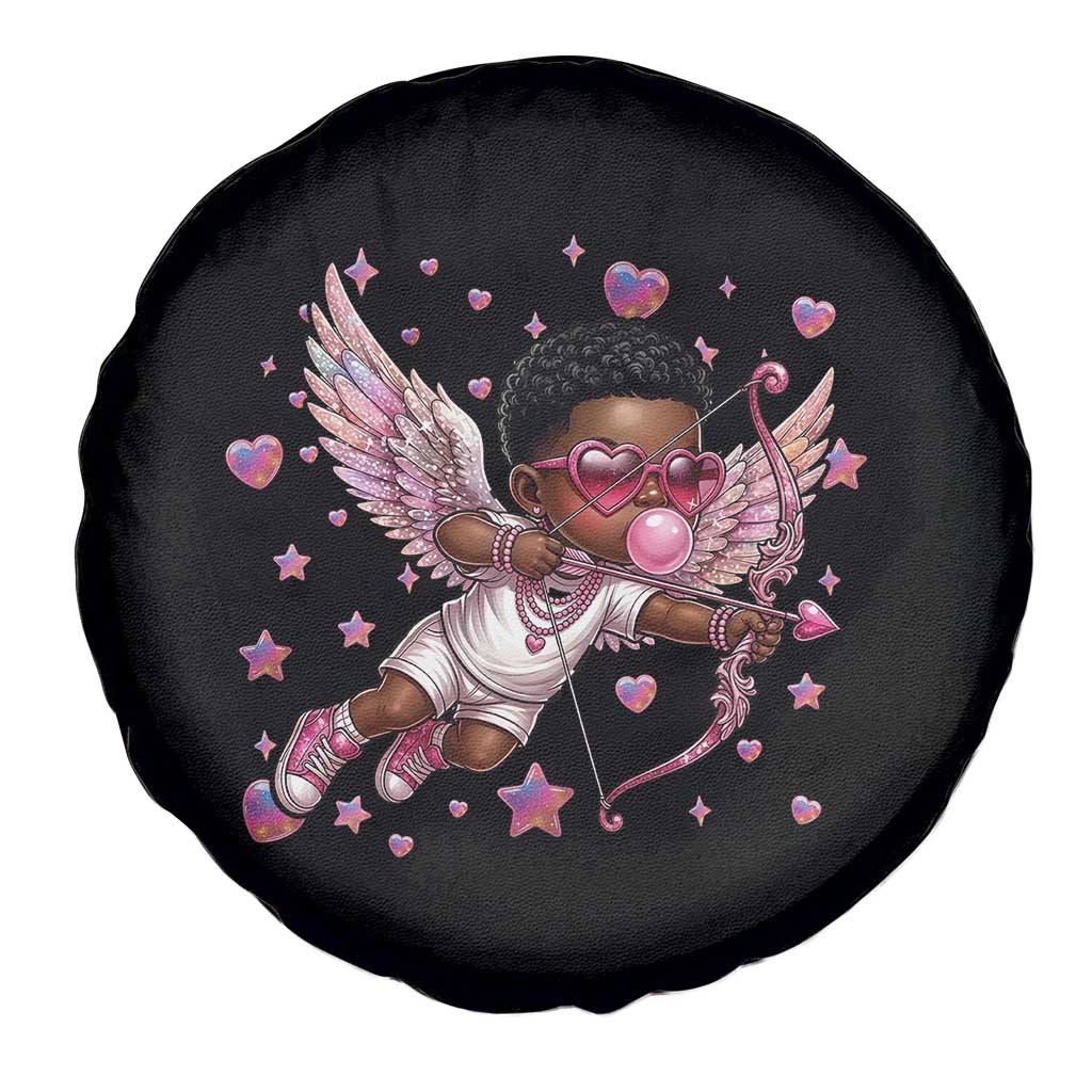 Cute Black Cupid Spare Tire Cover African American Valentines Day Gift TS12 Print Your Wear
