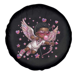 Cute Black Cupid Spare Tire Cover African American Valentines Day Gift TS12 Print Your Wear
