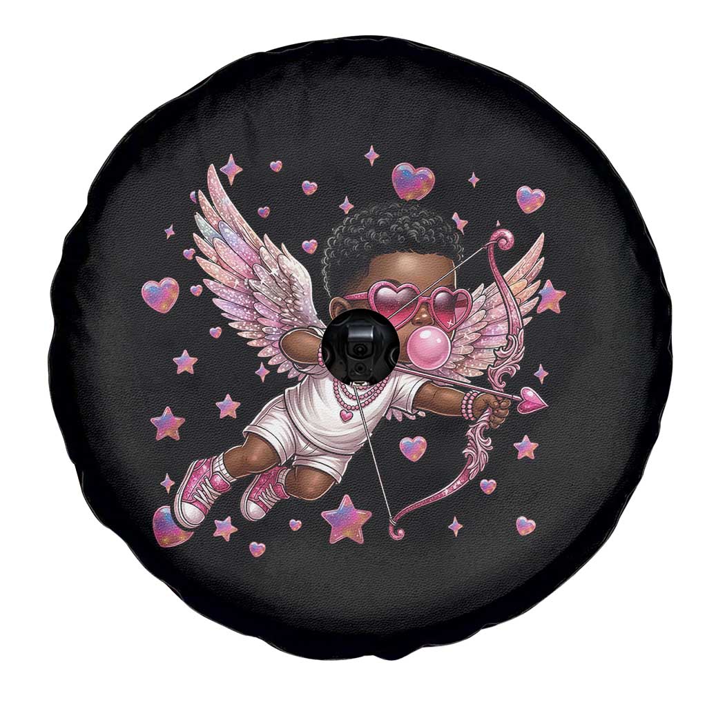 Cute Black Cupid Spare Tire Cover African American Valentines Day Gift TS12 Print Your Wear