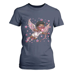 Cute Black Cupid T Shirt For Women African American Valentines Day Gift TS12 Navy Print Your Wear
