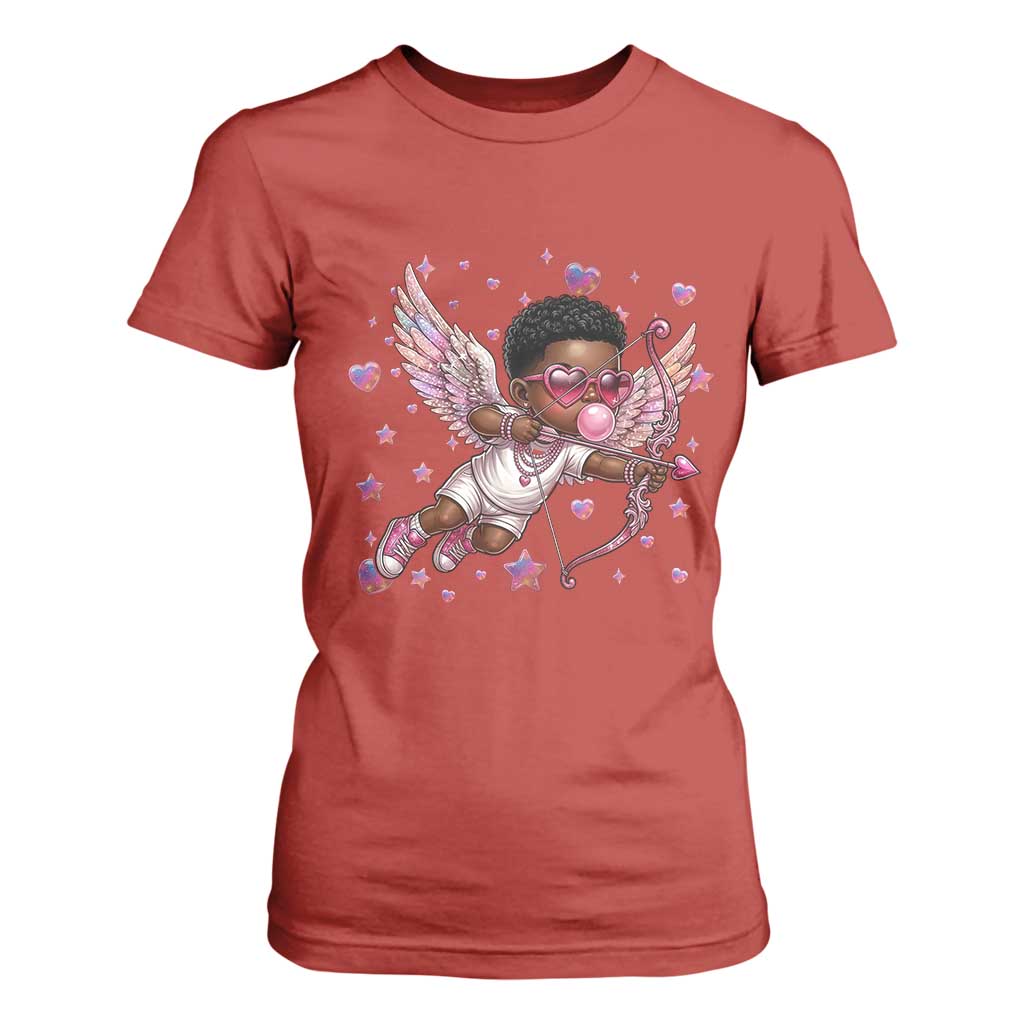 Cute Black Cupid T Shirt For Women African American Valentines Day Gift TS12 Red Print Your Wear