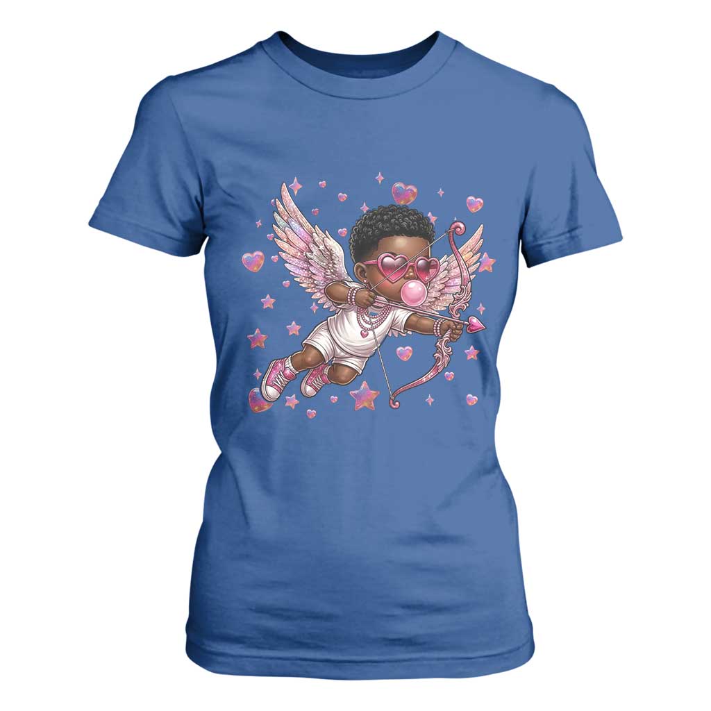 Cute Black Cupid T Shirt For Women African American Valentines Day Gift TS12 Royal Blue Print Your Wear