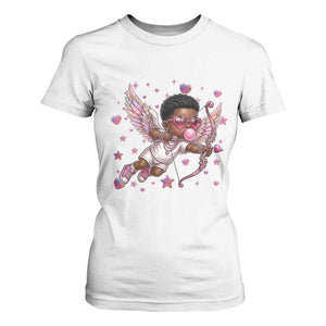 Cute Black Cupid T Shirt For Women African American Valentines Day Gift TS12 White Print Your Wear