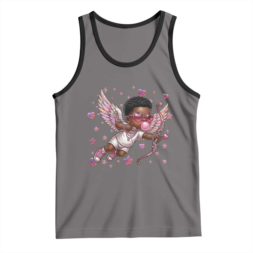 Cute Black Cupid Tank Top African American Valentines Day Gift TS12 Deep Heather Black Print Your Wear