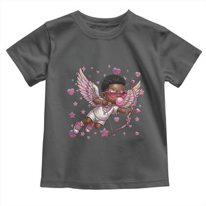 Cute Black Cupid Toddler T Shirt African American Valentines Day Gift TS12 Dark Heather Print Your Wear