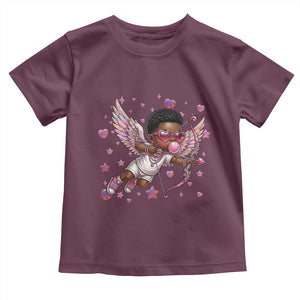 Cute Black Cupid Toddler T Shirt African American Valentines Day Gift TS12 Maroon Print Your Wear