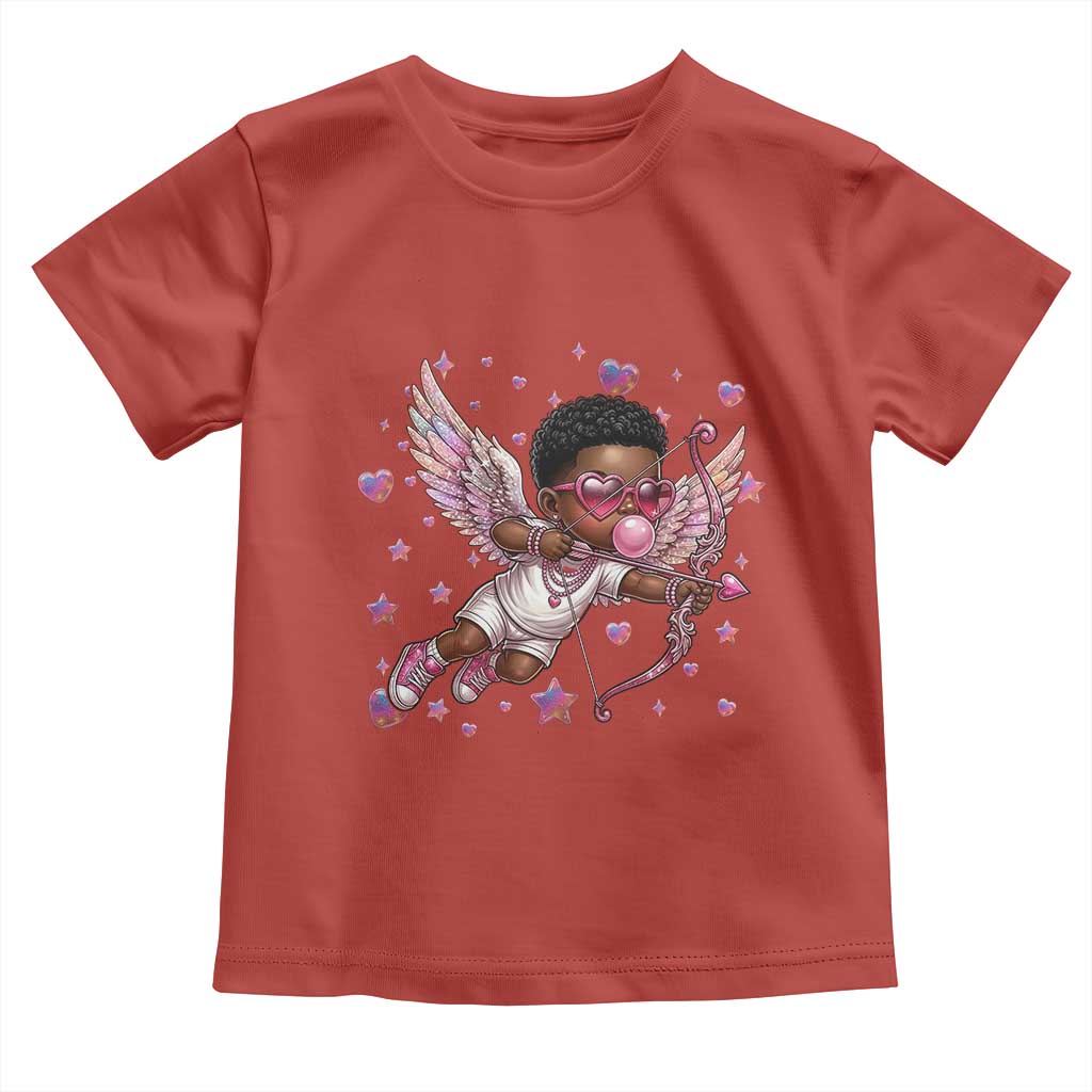 Cute Black Cupid Toddler T Shirt African American Valentines Day Gift TS12 Red Print Your Wear