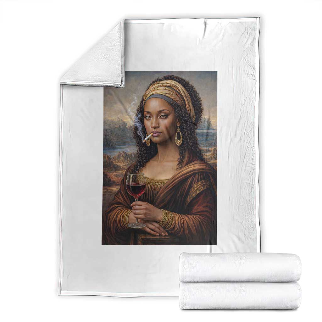 Funny Black Mona Lisa Throw Blanket Melanin Queen Black History Month TS12 Black Print Your Wear