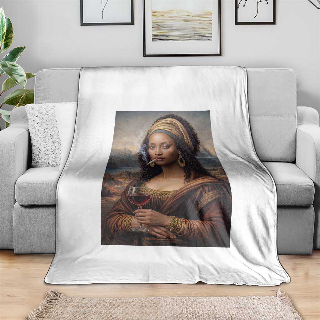 Funny Black Mona Lisa Throw Blanket Melanin Queen Black History Month TS12 Print Your Wear
