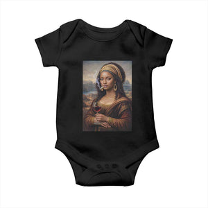 Funny Black Mona Lisa Baby Onesie Melanin Queen Black History Month TS12 Black Print Your Wear